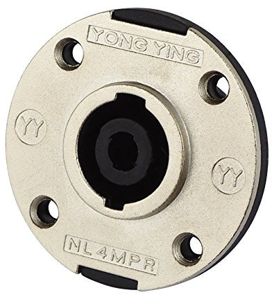 Blanko PA Lautsprecher Einbaubuchse 4 Pins rund mit Aluminiumblende