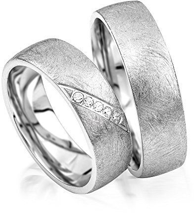 2x Palladium Eheringe Partnerringe Trauringe Verlobungsringe inkl. Gravur und Steine PDJC22-585
