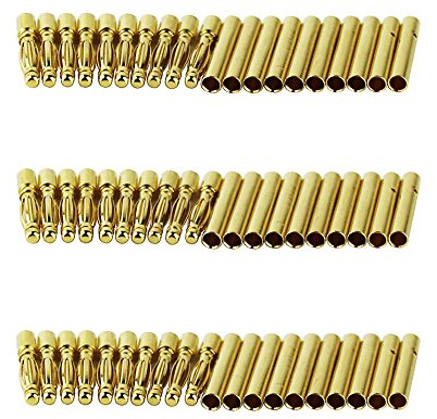 OliYin 30 Paar 2,0mm Vergoldet Männlichen und Weiblichen Kugel Bananenstecker Stecker für DIY RC Batterie ESC Motor