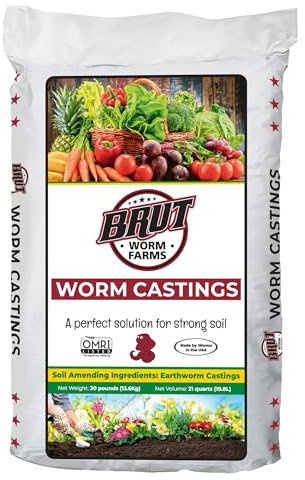 BRUT WORM FARMS Worm Castings - Costruttore di terreno - 13,6 kg - Fertilizzante organico - Enricher naturale per piante d'appartamento sane