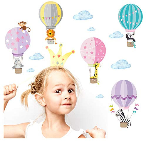 Little Deco Heißluftballons mit Tieren Rosa Grün Lila DL214-2