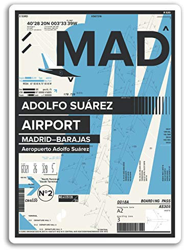 DestinationVinyl 2 x 10cm MAD Adolfo Suárez Flughafen Vinyl Aufkleber - Madrid Spanien Sticker # 17419 (10 cm groß)