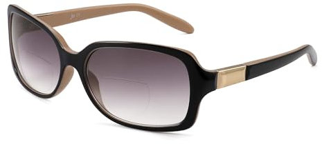 JM Classic Bifocal Reading Glasses Square Stylish Gradient Sunglasses Readers for Women +3.5 Black