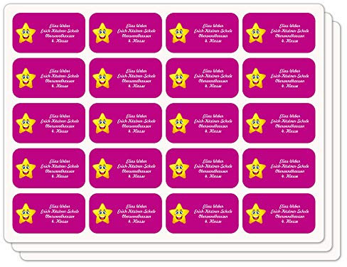 INDIGOS UG Adressetiketten selbstklebend - 40x22 mm - 070 - Stern - 60 Sticker Namensaufkleber Kinder Schule - Namensetiketten selbstklebend - Sticker für Stifte, Federmappe, Hefte, Bücher