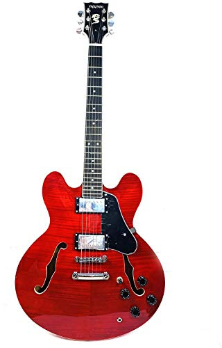 Musoo Jazz E-Gitarre 335 Style Flame Maple Top Semi-Hollow Body Chromed Hardware