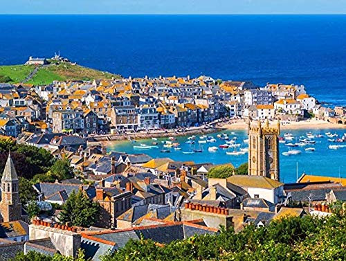 KELDOG Puzzles Jigsaw Puzzle - St Ives Cornwall Picture, 1000 Pieces Landscape Wooden Jigsaws, Modern Art Home Decor Puzzles Jigsaws