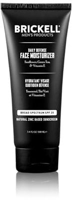 Brickell Men's Daily Defense Gesichtsfeuchtigkeitscreme für Männer, natürlich und organisch, Zink-Lichtschutzfaktor 20, spendet Feuchtigkeit und schützt die Haut vor UVA/B-Strahlen, 100 ml, parfümfrei