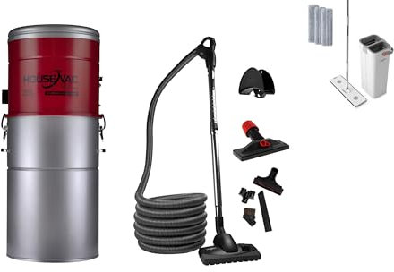 HouseVac Aspirapolvere centrale HV-755ST-35H + kit di accessori Premium da 10,5m|potenza di aspirazione 755 AirWatts, motore Ametek da 1700 W, 2 turbine|Soft START/STOP| Filtro ciclonico ibrido