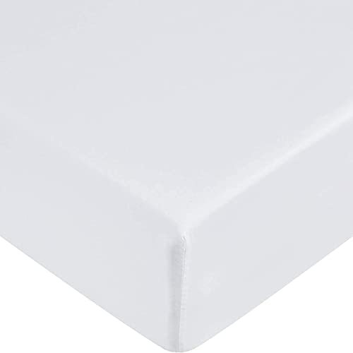 Fitted Sheet 30 cm 12 Inch Deep Pocket - Non Iron Easy Care Soft Brushed Microfibre Fabric Shrinkage and Fade Resistant (White, Double)