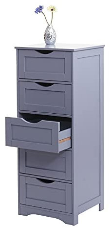 Mendler Kommode HWC-B65, Schubladenschrank Schrank, 5 Schubladen 100x40x35cm - grau