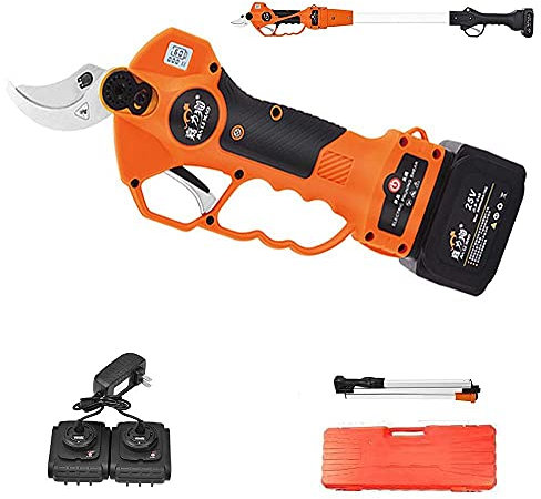 Secateur E Cesoie per Potatura Elettrica, Asta Telescopica Cesoie Elettriche per Potatura, 40Mm Forbice Potatura A Batteria Strumento Cordless Professionale per Albero da Frutta Orange,1.9m