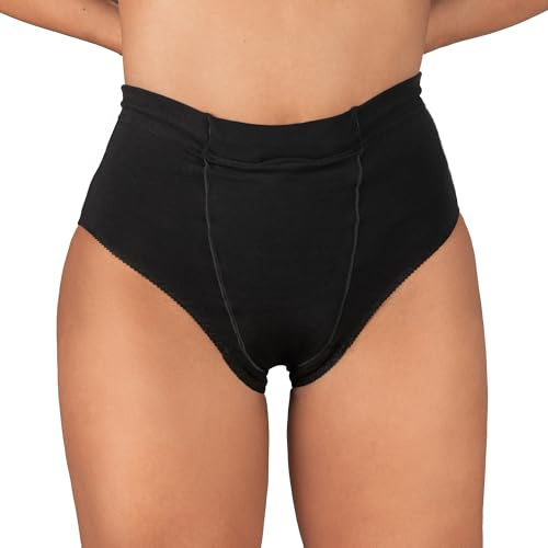 Underworks Vulvar 521 Culotte de Soutien pour Varices et Prolapsus avec Bandes de Compression à l'aine, Noir, L