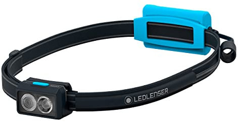 Ledlenser NEO3 LED Stirnlampe Laufen | Kopflampe mit 400 Lumen | Lauflampe Batterien | rotes Rücklicht | reflektierendes Stirnband | schwenkbarer Lampenkopf | Flood- und Spot-Licht | schwarz/blau