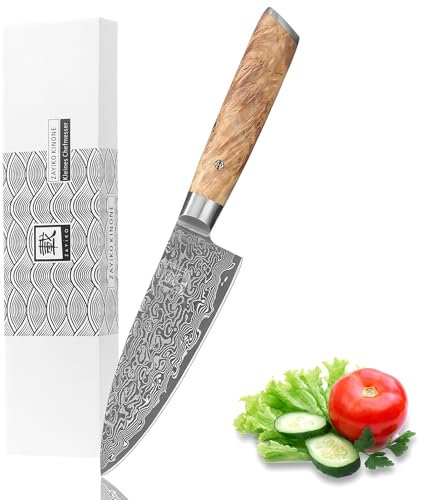 zayiko Kinone Premium Kleines Chefmesser - 16 cm Klinge aus 67 Lagen echtem Damaststahl, ergonomischer Birkenwurzelholzgriff, ideal für Profi- und Hobbyköche, inklusive eleganter Geschenkbox