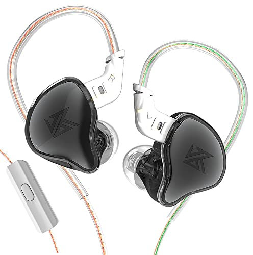 KZ EDC - Monitores intrauditivos, estéreo de alta fidelidad, Estudio IEM, con cable de aislamiento de ruido, auriculares deportivos con cable desmontable para músico audiófilo (con micrófono, negro)