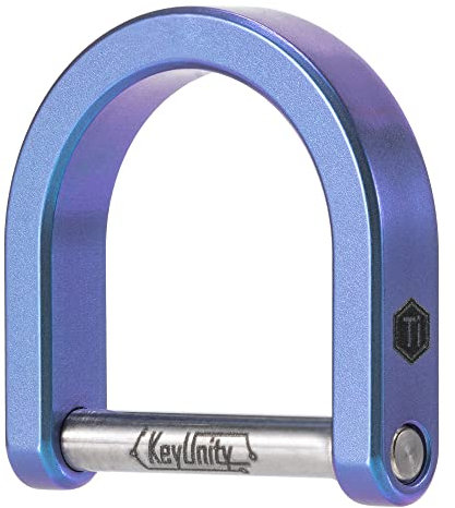 KeyUnity KA17 Clé à anneau en titane en D Manille, Porte-clés en forme de U Vis dans le fermoir en fer à cheval pour Fob de voiture, Accessoires de porte-clés (Bleu, L)