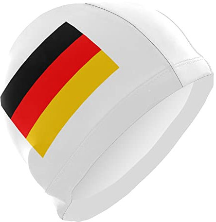 Dallonan Badekappe Deutschland Flagge Weiß Unisex Erwachsene Badekappe Polyester