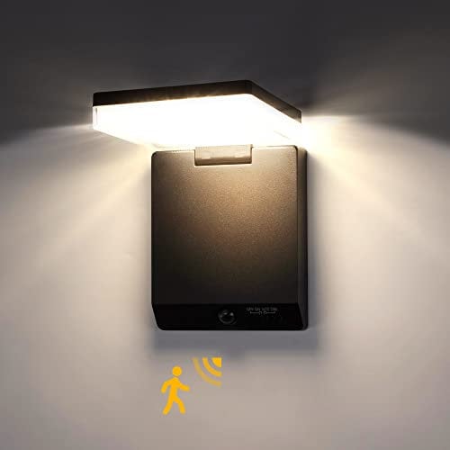 LED Solar Außenwandleuchte Moze,Wandleuchte aus Aluminium in Schwarz,Außenleuchte,moderne Außenlampe,Dämmerungssensor,AN-AUS Schalter