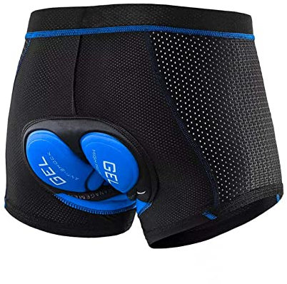 DEATPOYE Fahrradunterhose Herren, Radunterhose Herren Gepolstert, Radlerhose mit Sitzpolster, Fahrradhose Radsportshorts Atmungsaktive Schnelltrocknende Elastische,Schwarz und blau(3XL)