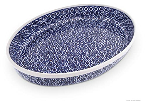 Original Bunzlauer Keramik Auflaufform 2,3 Liter oval 35,5x27x6,5 cm, Dekor 120