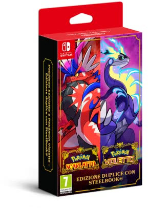 Pokémon Scarlatto e Violetto Edizione Duplice con Steelbook - Videogioco Nintendo - Ed. Italiana - Versione su scheda