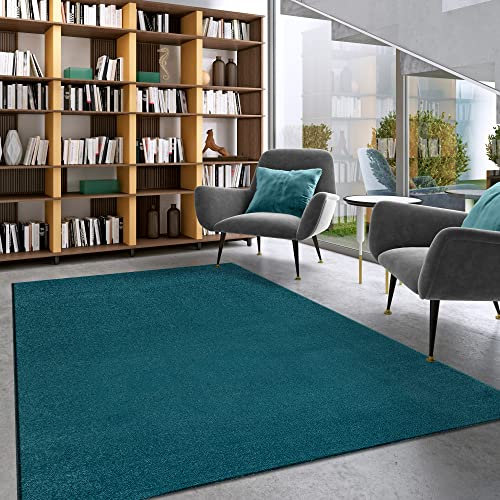 Impression Kurzflor-Wohnzimmerteppich - Schlichte Moderne Teppiche für Schlafzimmer, Büro, Flur, Küche, Kinderzimmer - Dunkelblau, 160 x 230 cm