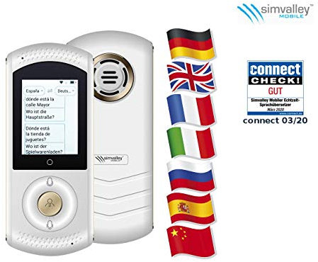 simvalley MOBILE Übersetzungscomputer: Mobiler Echtzeit-Sprachübersetzer, Versandrückläufer (Elektronischer Übersetzer, Übersetzer mit Sprachausgaben, Sprachübersetzung)