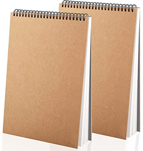 Sarsumir Skizzenbuch Zeichenblock A4 mit Spiralbindung 2 Stück Sketchbook A4 für Kinder Erwachsene 160GSM Säurefreies Zeichenpapier Skizzenblock 30 Blatt Zeichenbuch