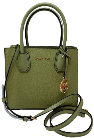 Michael Kors Mercer Umhängetasche, Leder, mit Griff, Größe M, Salbeigrün, Light Sage, Medium