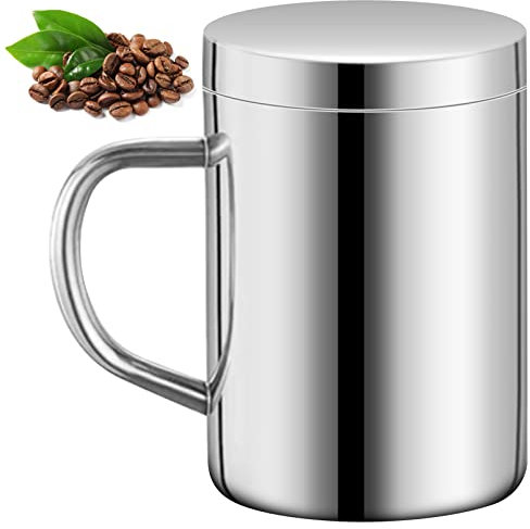AMJKEJI Coffee Mug 13.5oz/400ml Double Walled Mug with Lid Stainless Steel Drinking Mug, Tea Cup, Travel Camping Mug for Home Office Camping Hiking Picnic Travel