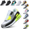 PADGENE Femme Homme Baskets Mode Chaussures Sport Course Sneakers Fitness Gym athlétique Multisports Outdoor Casual, Noir + Jaune, 43 EU