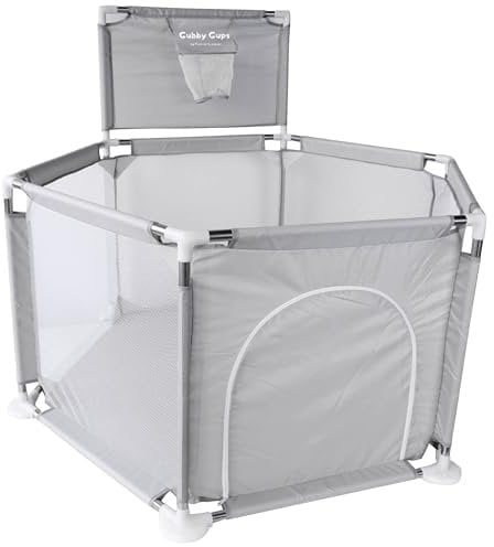 GUBBY GUPS® Laufstall Baby Bällebad Laufgitter Baby mit Basketballkorb,120x120x66cm und als Lauflernhilfe