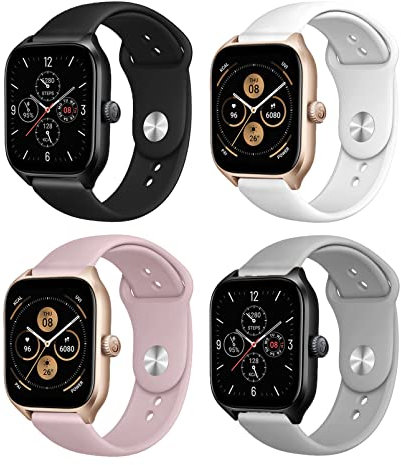 4 Stück Armband für Amazfit GTS 2 Mini/GTS 4 Mini,20mm Sport Silikon Ersatzarmband für Amazfit GTS 3/GTS 2/GTS 2e/GTR 42mm/Bip/Bip lite/Bip U/Bip 3/Bip 3 Pro/GTS 4 Herren Damen