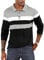 Mens Casual Polo Shirts Long Sleeve Contrast Color Shirt Patchwork Tee Color Block Sports Golf Tennis Tops Classic T Shirt Black XXL
