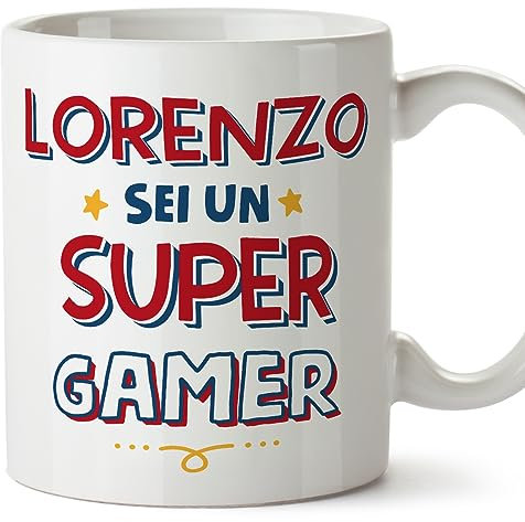 Mugffins Tazza Personalizzata in ceramica per GAMER uomo 11 oz / 350 ml - In italiano - Sei Super - Idea regalo per compleanno, anniversario, natale, laurea