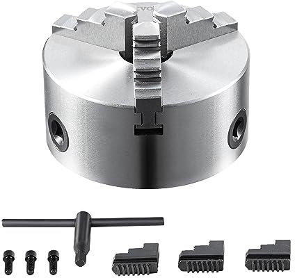 VEVOR Mandrino a 3 Ganasce per Tornio Mandrino Autocentrante Materiale in HT300 Diametro 100 ± 5 mm, Mandrino per Tornio a 3 Griffe Gamma di Serraggio 2-30 mm, Mandrino Autocentrante per Tornio 100mm