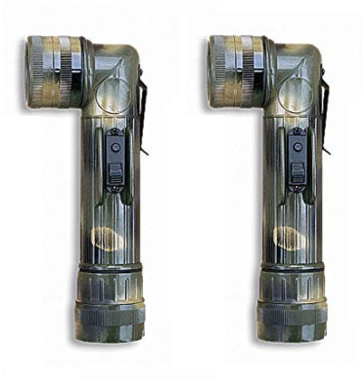 Outletdelocio Pack 2 Linternas codo tactica camuflaje. Tipo militar. 4 lentes intercambiables. 3 posiciones de luz y destellos. Bombillas repuesto y 4 pilas C incluidas.