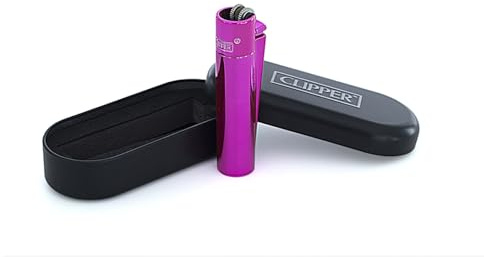 Sunmondo Clipper Metall Sparkling Fuchsia Glanz V2 – Clipper Metall Feuerzeug – nachfüllbares Gasfeuerzeug mit austauschbarem Feuerstein