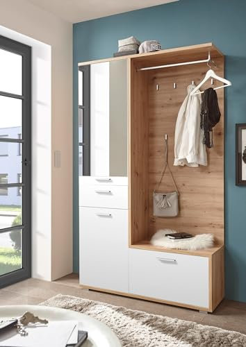 möbelando Kompaktgarderobe >Entra< in Eiche Artisan Nachbildung - 117x198x38 (BxHxT)