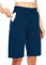WILLIT Damen Shorts Bermuda Baumwolle Lange Shorts Sporthose Yogahose Fitness Knielange Workout Sommer 10 mit Taschen Marineblau M
