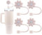 Velaco 4 PCS Silicone Straw Covers Cap Compatible with Stanley 30&40 Oz Cup, 10mm Cute Flower Straw Toppers for Tumblers, Dust-Proof Drinking Straw Caps for Reusable Straws Tips Lids