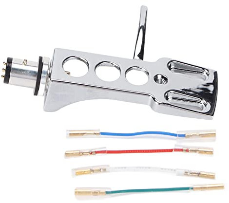 Beufee Phono Headshell with Wires, Universal LP Turntable Phono Headshell Zinc Alloy Replacement LP Tonearm Cartridge Head Shell with Leads Wires for Record Players