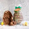Gourmet Popcorn Easter Egg | Belgian Milk Chocolate and Caramel | Chocolate Enrobed Popcorn Egg with Confectionery Decoration