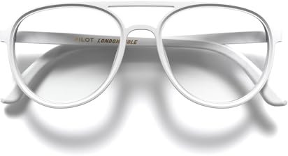 LONDON MOLE Brillen | Pilot Lesebrille | Pilotleser | Coole Leser | Stilvolle Lesebrille | Unisex | Federscharniere | Matte Weiße | + 1,5 Vergrößerung