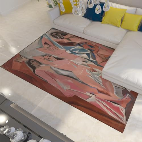 Picasso Obra de Arte Tema Área Alfombra Arte Abstracto Alfombras Estar Dormitorio Picasso Inspirado Picasso Cubista Alfombra De Área Grande Alfombra De Regalo De Los Amantes Del Arte 100x150cm