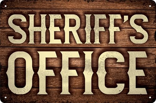 Wetterfestes 30 x 20 cm Blechschild – Sheriff Schild für Cowboys, Wild-West Fans, Saloon Deko Schild (Sheriff´s Office)