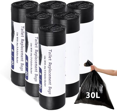 MEYAGOT Toilettenbeutel Schwarz Set,120 Stück 30L Biologisch Abbaubare Toilettenbeutel,Campingtoilette Beutel,Camping Toilettenbeutel Für Mobile Toiletten,Reisen,Campen,Wandern