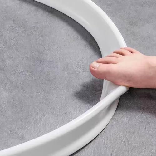 Soglia di barriera all'acqua, autoadesivo, striscia di tappo dell'acqua doccia per lavabo, vasca da bagno, bagno pavimento bagnato e asciutto separazione (bianco, 2 metri)