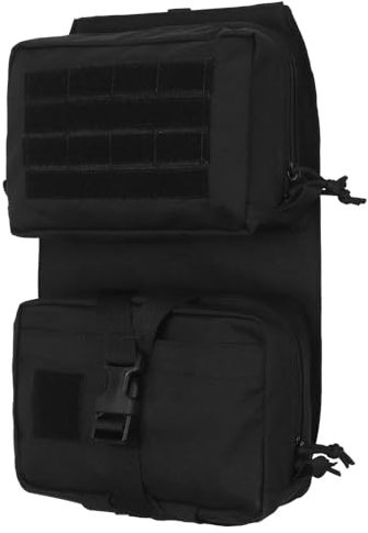 Peminkoo Tactical Vest Backplate Bag Detachable First Aid Kit Molle Military Hunting Airsoft Plate Carrier Back Panel Ammo Pouch (Black)