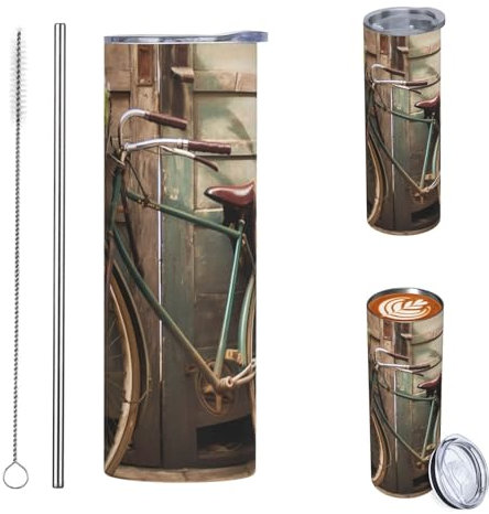 NONHAI 20oz Travel Coffee Mug Vacuum Insulated Tumbler with Lid and Straw Reusable Stainless Steel Water Bottle Vintage Bike Travel Coffee Cups Double Wall Tumbler for Women Men